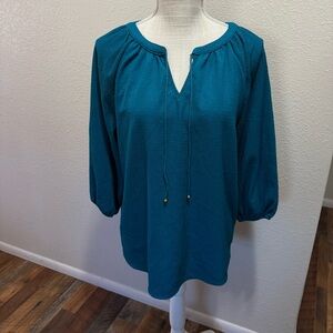 Croft & Barrow Teal Blouse - Size Medium